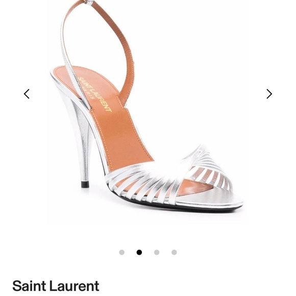 Authentic Saint Laurent Metallic Effect Ankle Strap Sandals - Picture 7 of 8